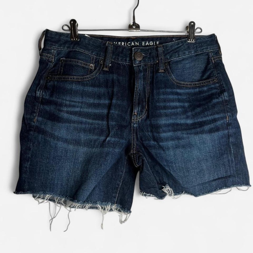 American Eagle Dark Wash Cut Off Denim Shorts Sz 4 Summer Beach Outdoor EUC